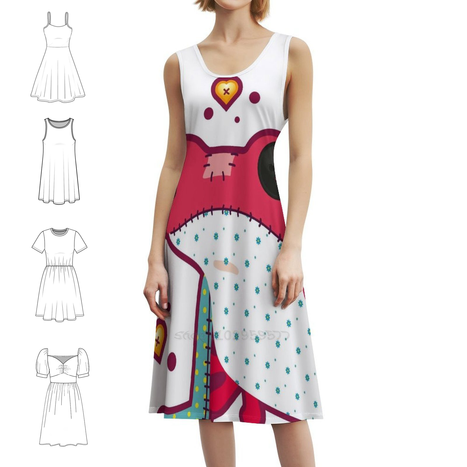 Summer Clothing Vacation - Ragdoll Frog Bohemian Sleeveless Dress Multi-Print