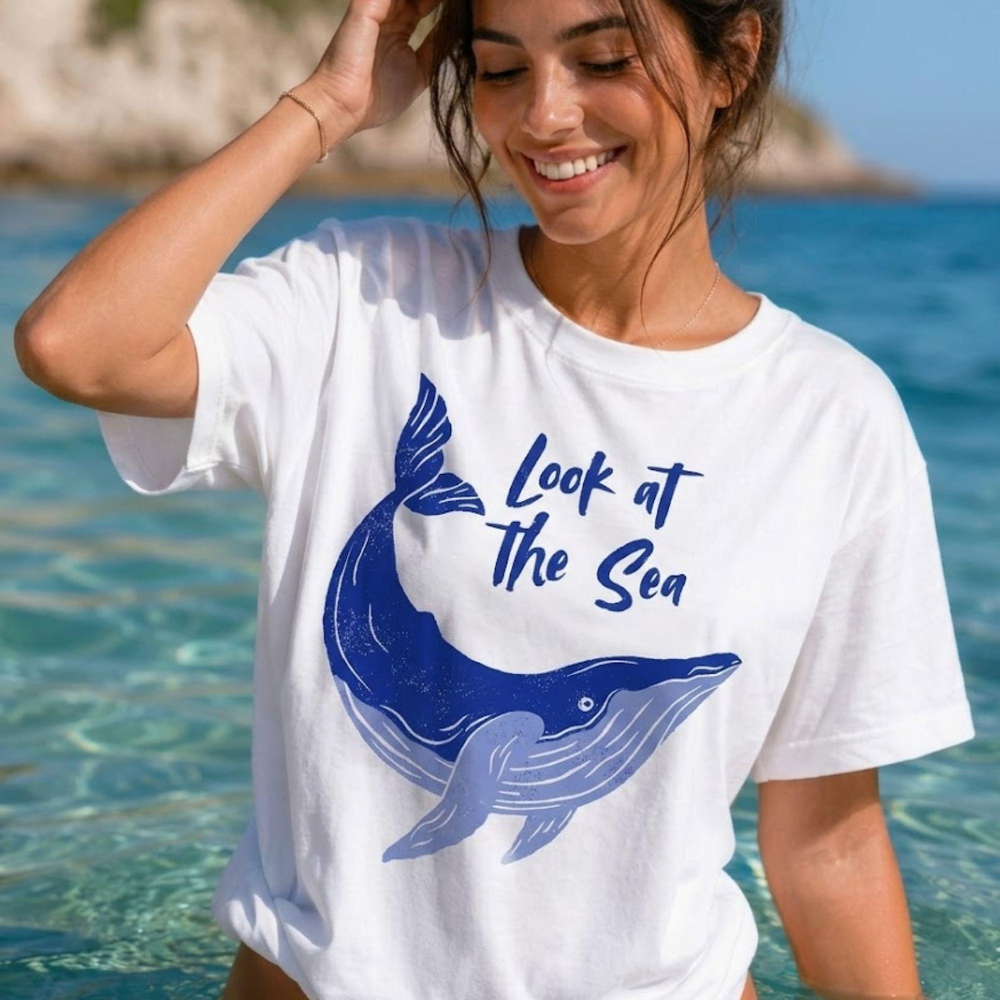Summer Clothing Looks - Look At The Sea Whale T-Shirt