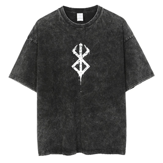 Japanese Summer Clothing Men - Japanese Anime Berserk Retro Washed T-shirt