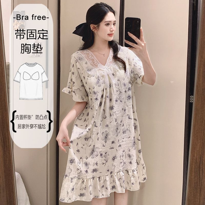 Summer Upf Clothing - Plus Size Sweet Floral Print Nightgown