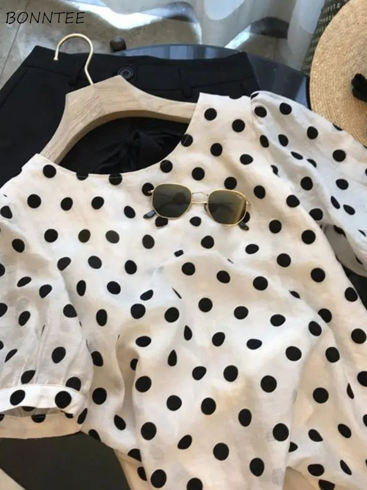 Polka Dot Blouses Women Elegan - Summer Holiday Clothing Women avis et prix