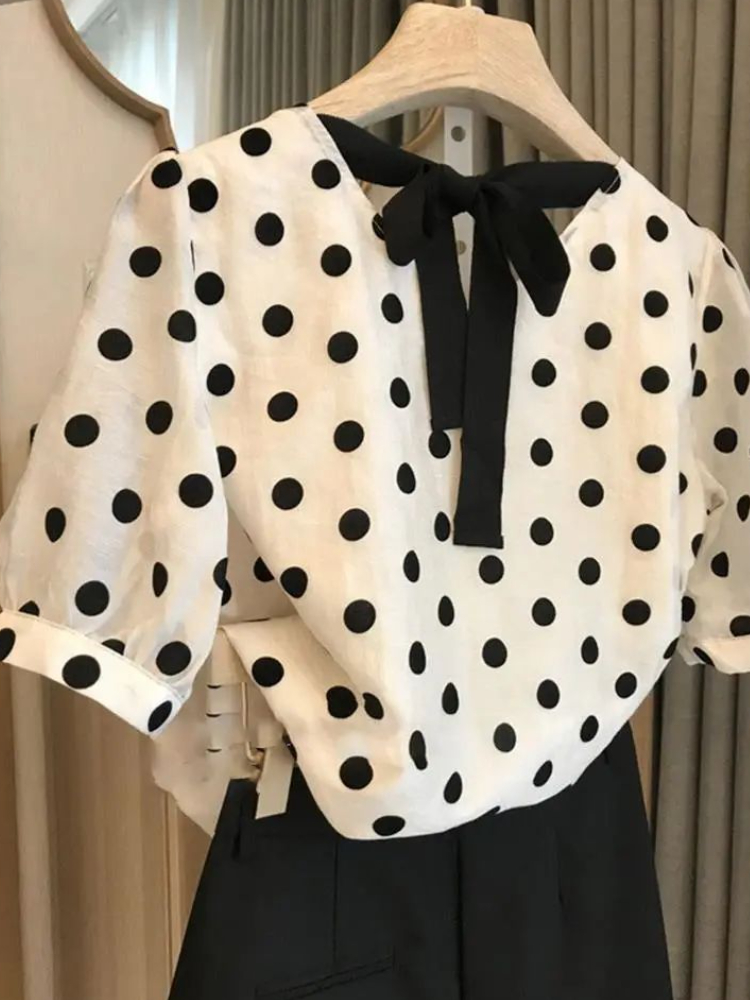 Polka Dot Blouses Women Elegan - Summer Holiday Clothing Women avis et prix