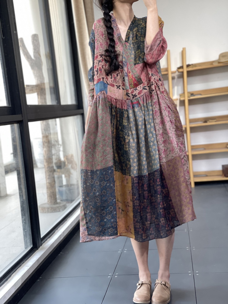 Elegant Loose V-Neck Printed E - Summer Line Clothing Brand avis et prix