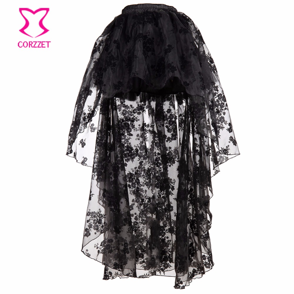 Black Floral Chiffon Front Sho - Summer Victorian Clothing avis et prix
