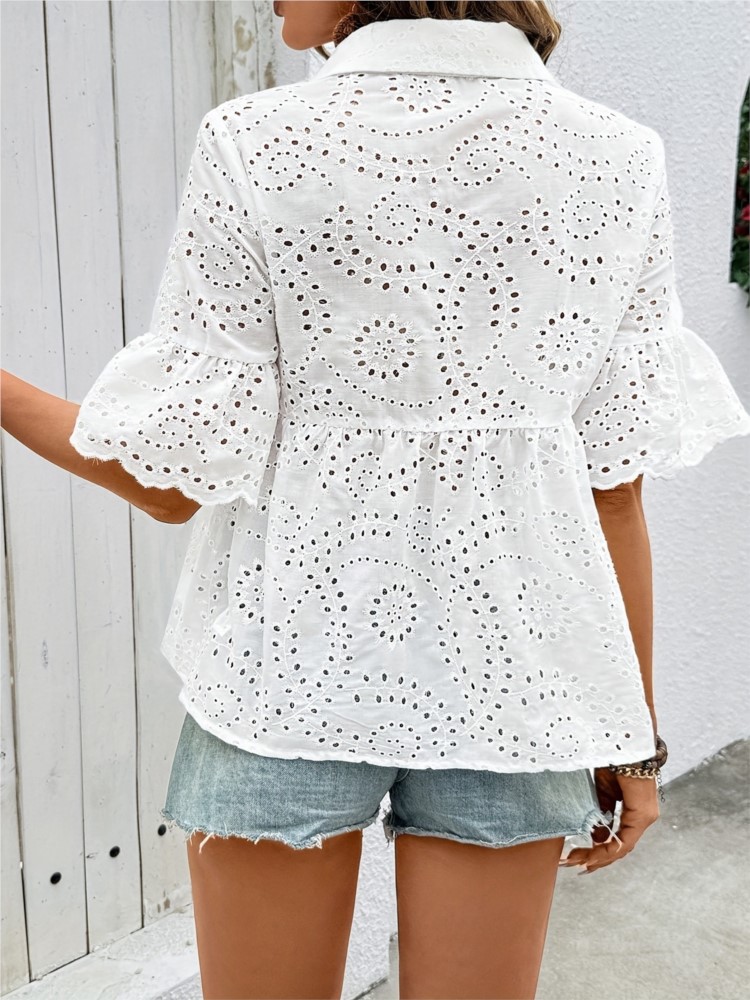 White Lace Hook Flower Hollow  - Summer Holiday Clothing Women avis et prix