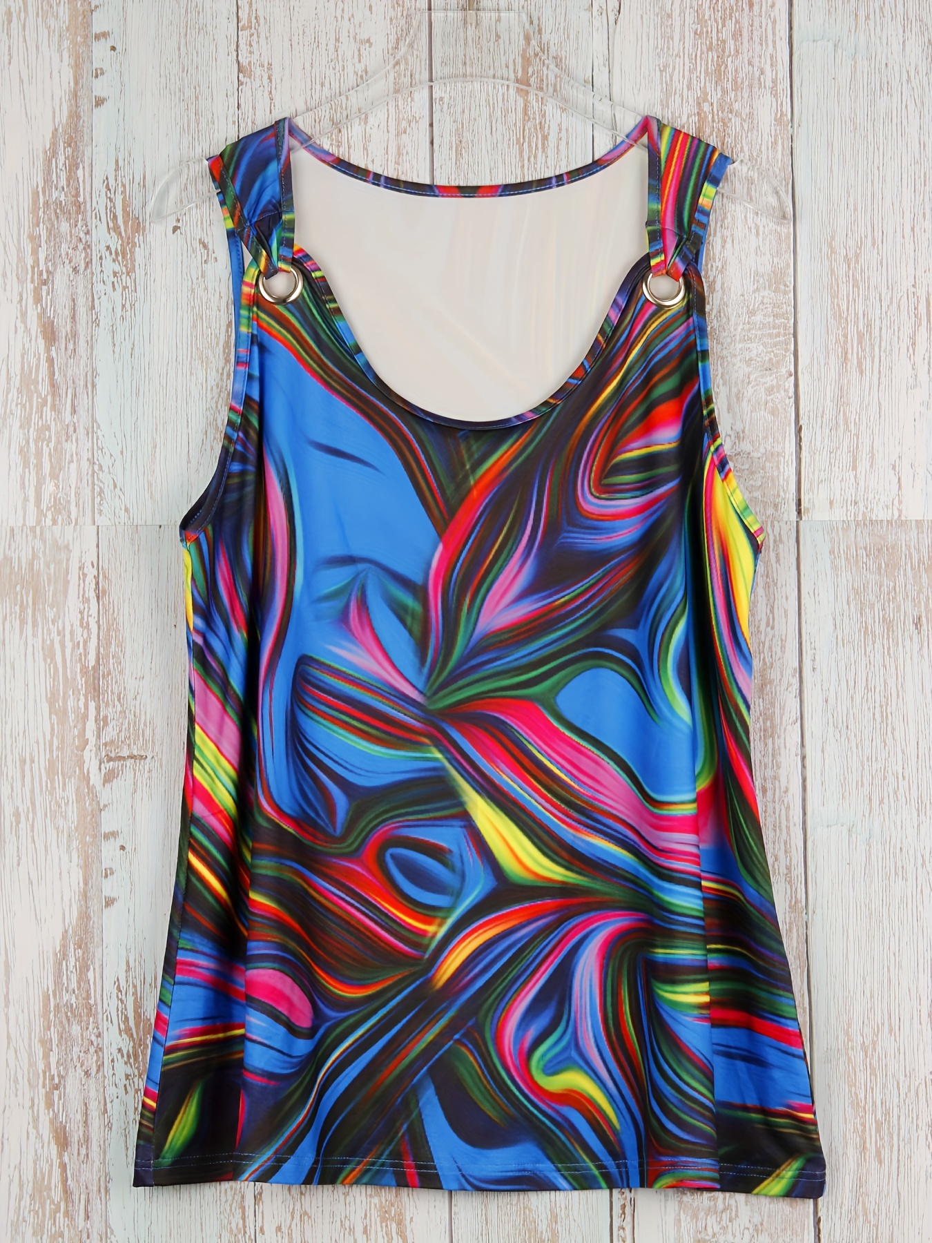 Plus Size Abstract Print Tank  - Summer Upf Clothing avis et prix