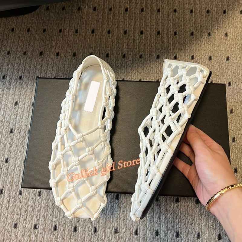 French Woven Mesh Hollow flat  - Summer Clothing Sale Women avis et prix