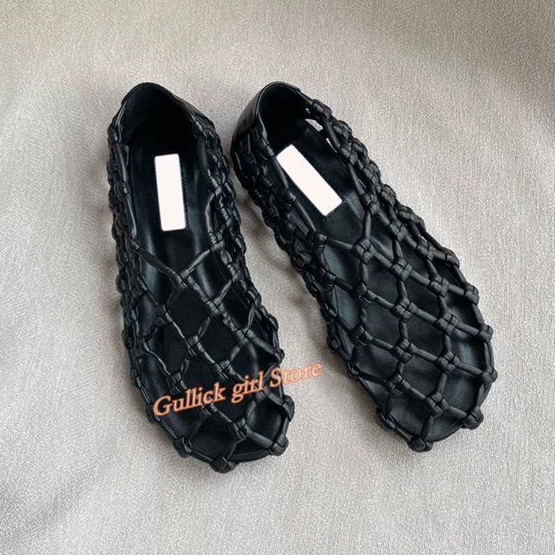 French Woven Mesh Hollow flat  - Summer Clothing Sale Women avis et prix