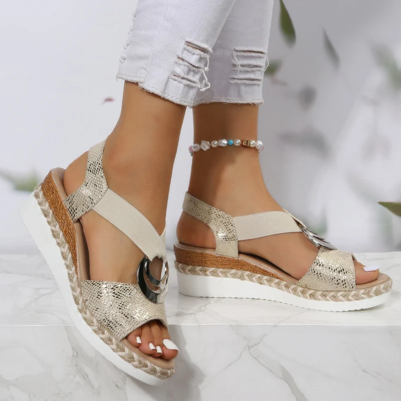 Metal Buckle Wedge Sandals for - Espadrille Sandal Women avis et prix