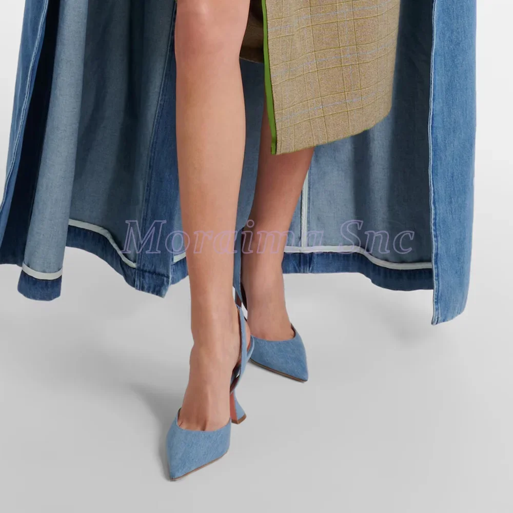 Denim Pointed Toe Sandals Wine - Summer Clothing Sale Women avis et prix