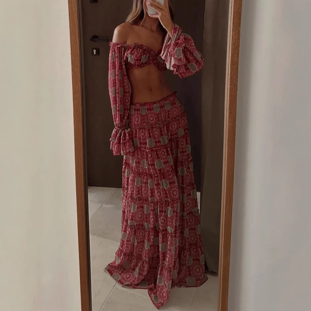 Vintage Print Skirt Two Piece  - Summer Clothing Vacation avis et prix