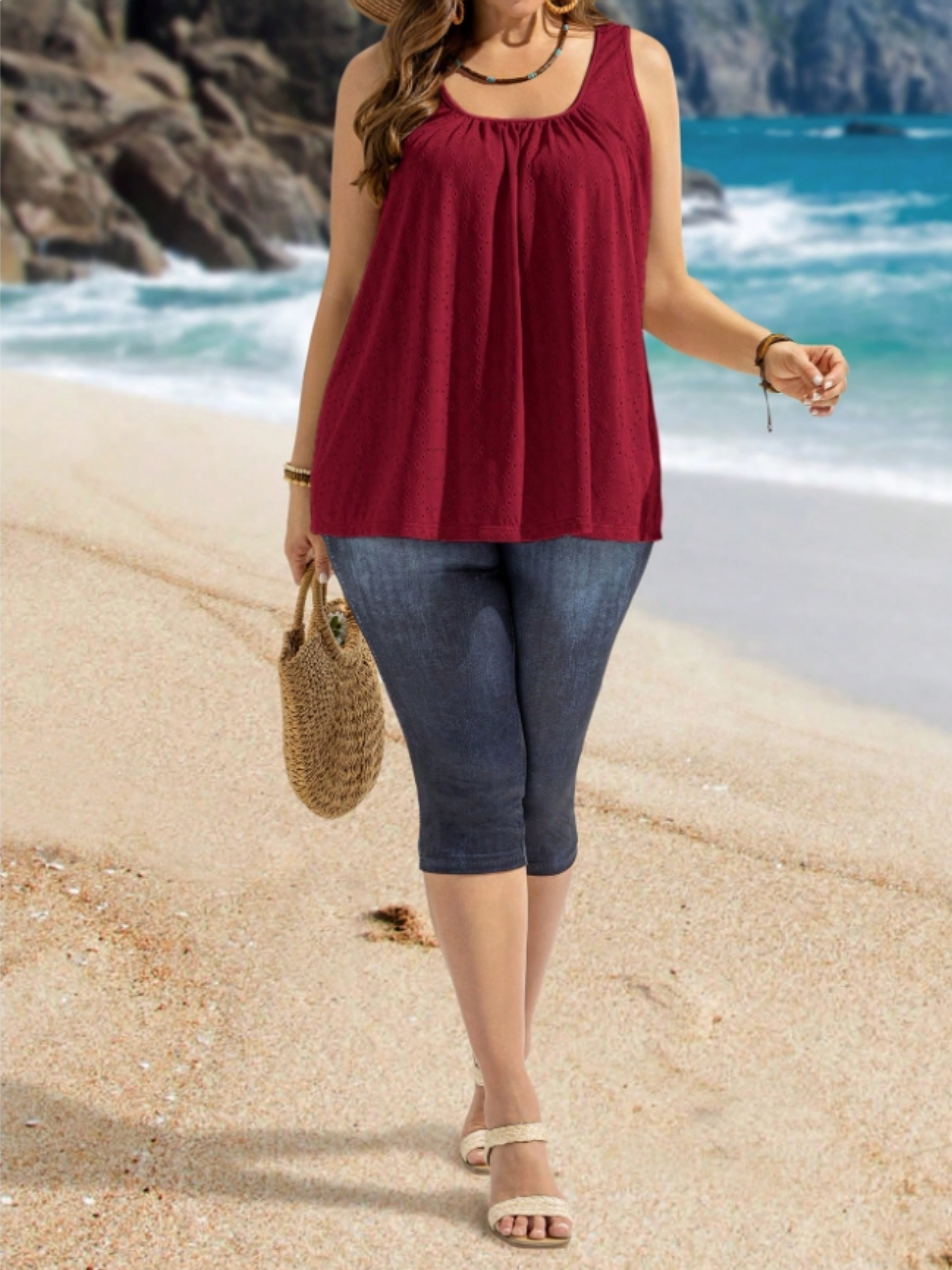 Plus Size Women's Eyelet Embro - Summer Upf Clothing avis et prix