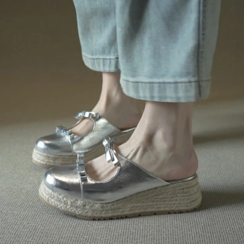 Metallic Mary Jane Mules for W - Espadrille Sandal Women avis et prix