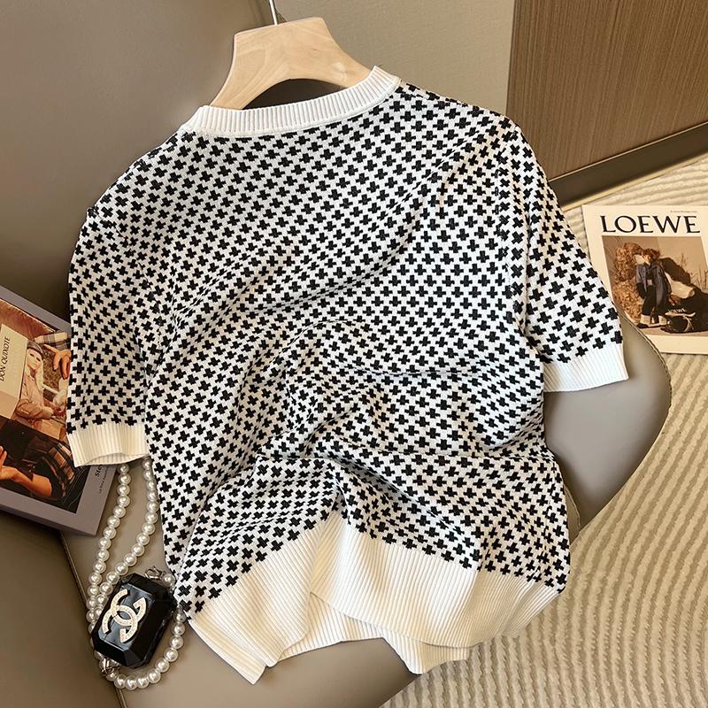 Stylish Plaid Knitted Sweater  - Summer Clothing Yarn avis et prix