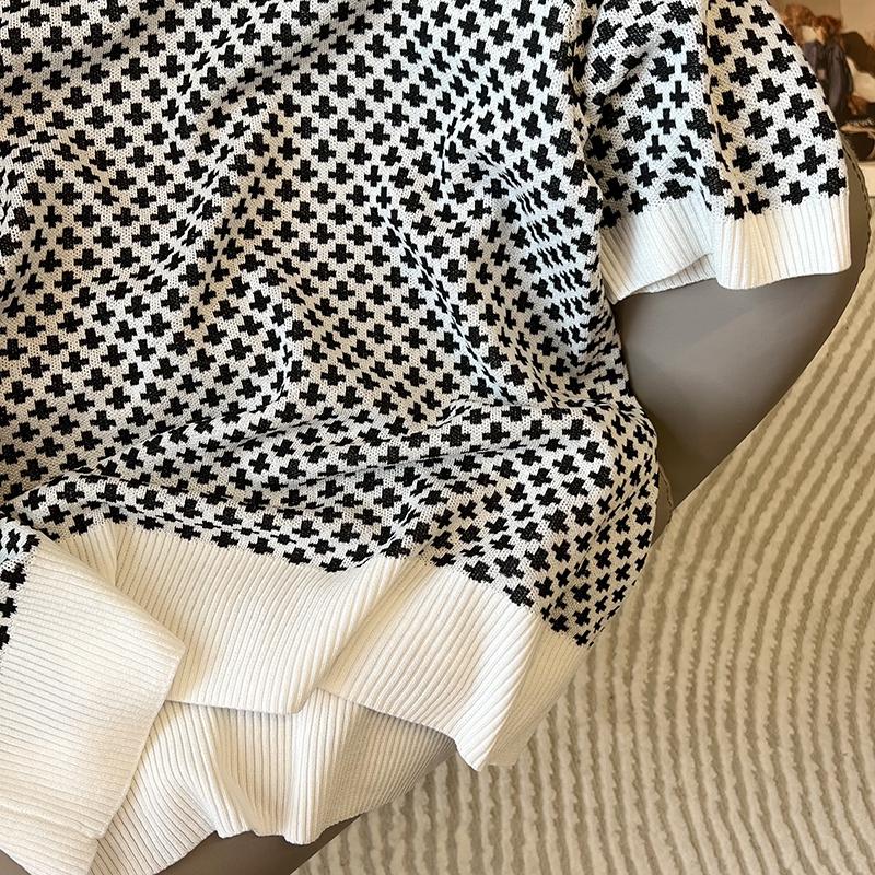 Stylish Plaid Knitted Sweater  - Summer Clothing Yarn avis et prix