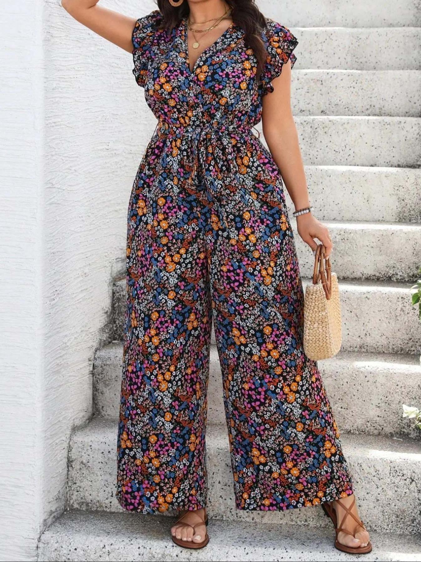 【Plus Size】 Floral Print Tie S - Summer Clothing Vacation avis et prix