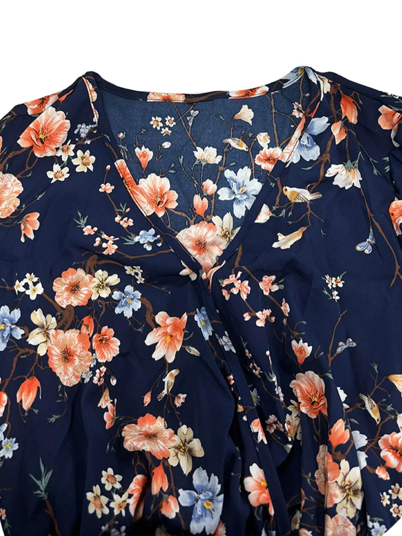 【Plus Size】 Floral Print Tie S - Summer Clothing Vacation avis et prix