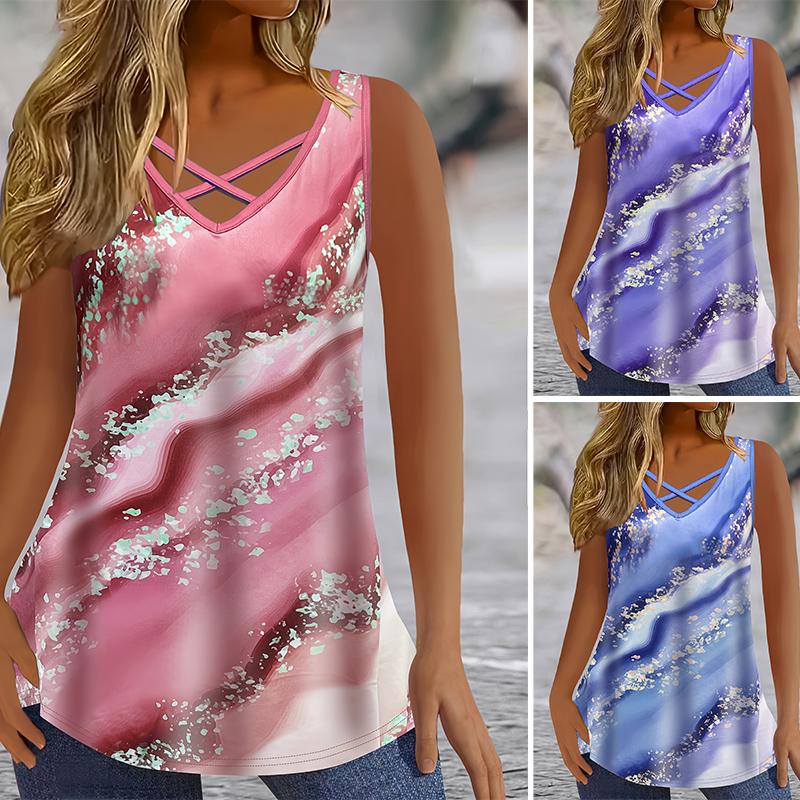 Plus Size Marble Print Tank To - Summer Upf Clothing avis et prix
