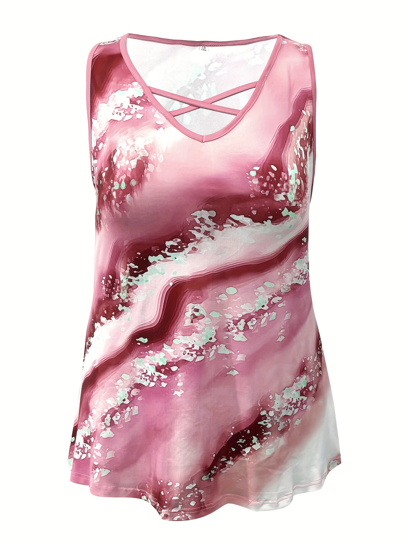 Plus Size Marble Print Tank To - Summer Upf Clothing avis et prix