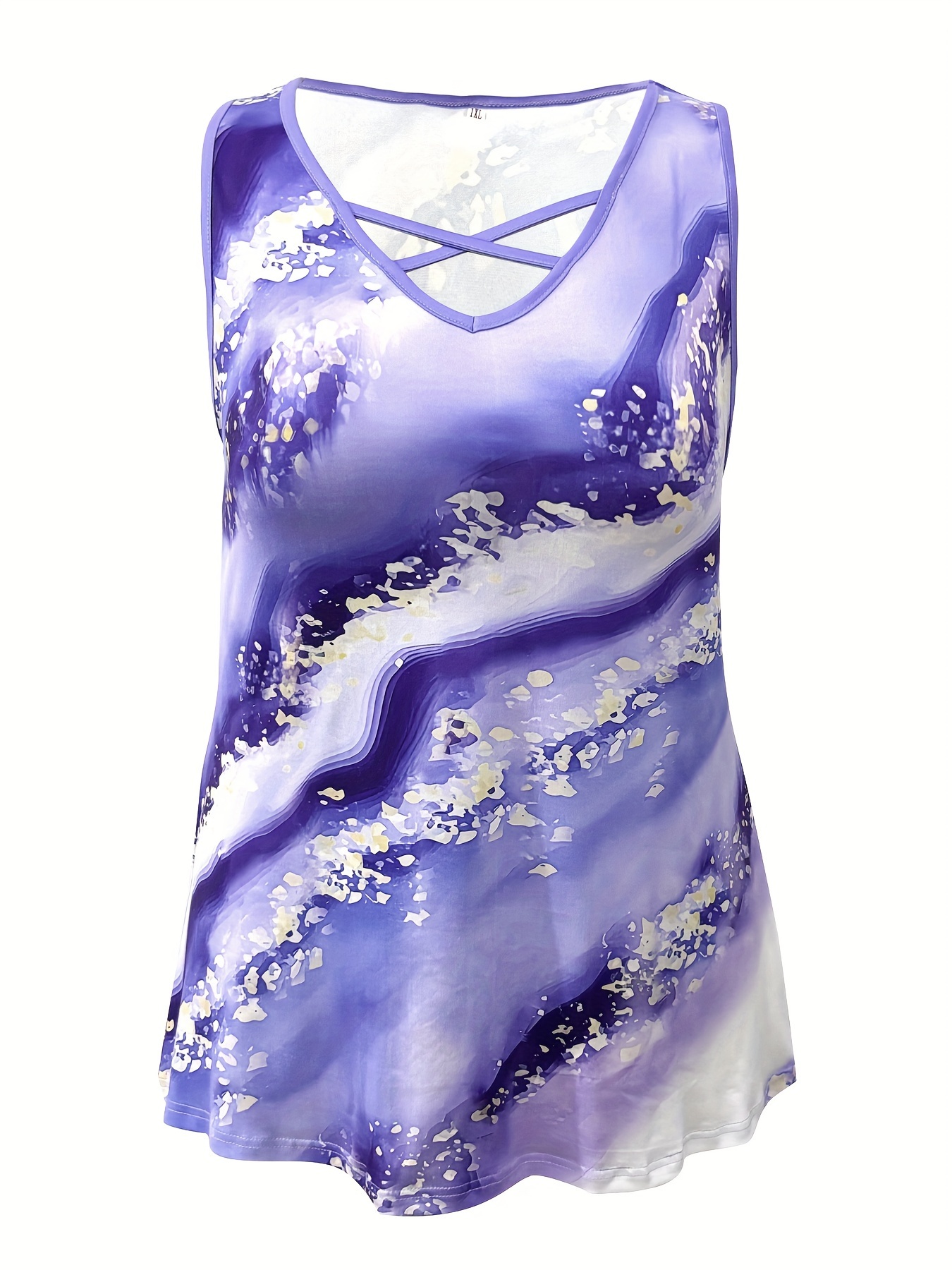 Plus Size Marble Print Tank To - Summer Upf Clothing avis et prix
