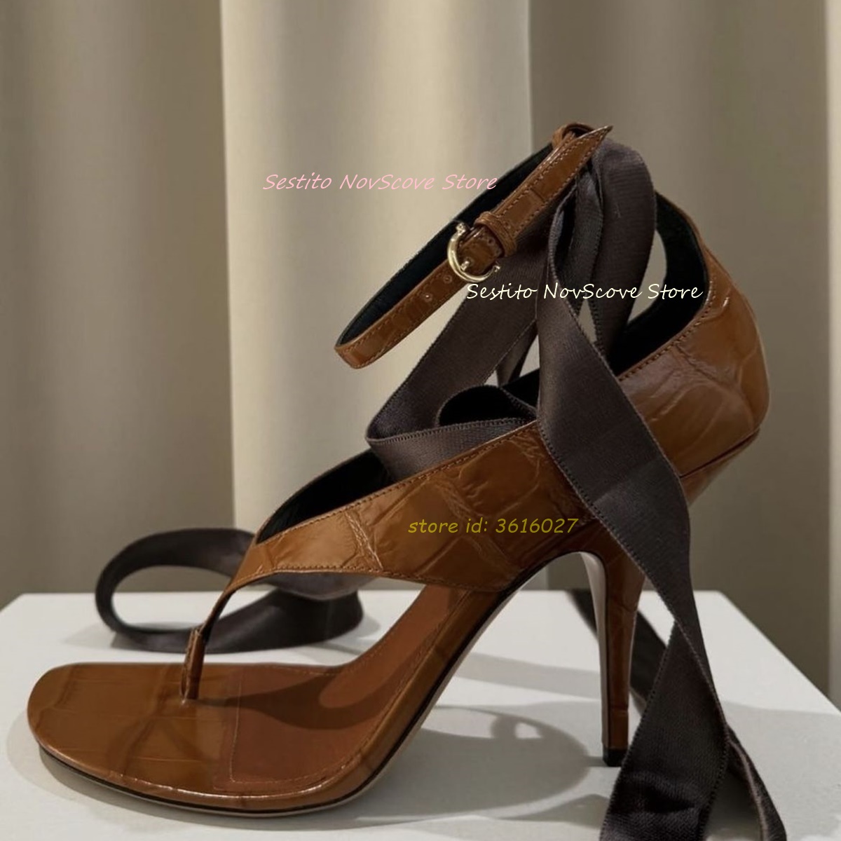 Brown Open Toe Lace Up Sandals - Summer Clothing Sale Women avis et prix