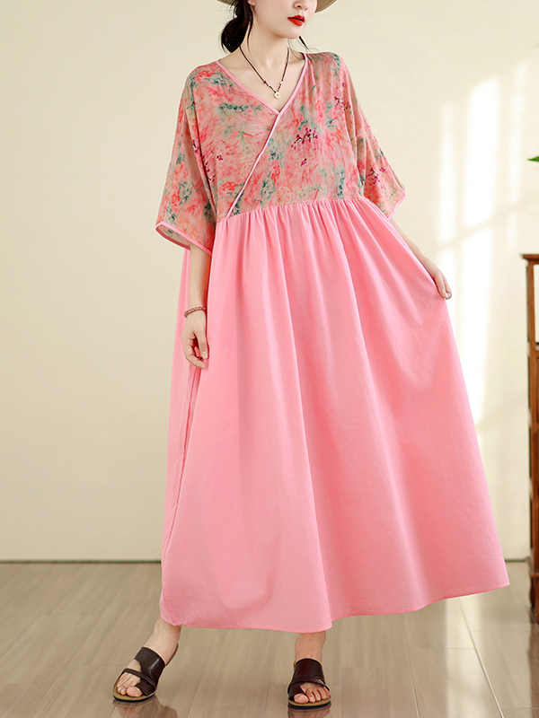 Retro Style Cotton Linen V-Nec - Summer Clothing New Look avis et prix