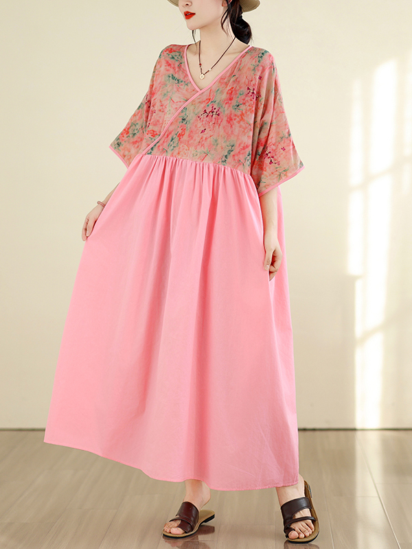 Retro Style Cotton Linen V-Nec - Summer Clothing New Look avis et prix