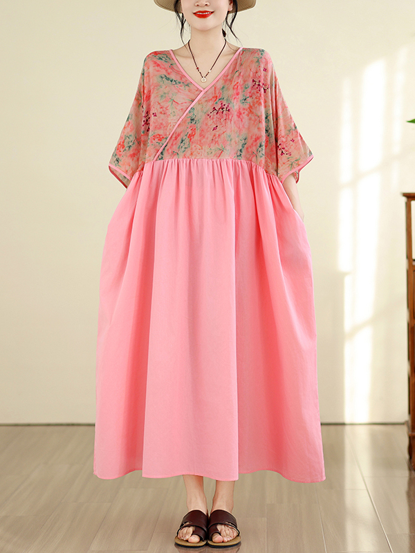 Retro Style Cotton Linen V-Nec - Summer Clothing New Look avis et prix