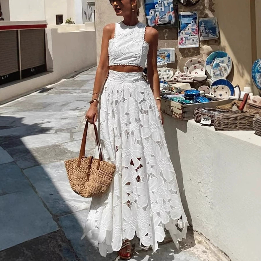 Women's White Floral Lace Embr - Summer Clothing Vacation avis et prix