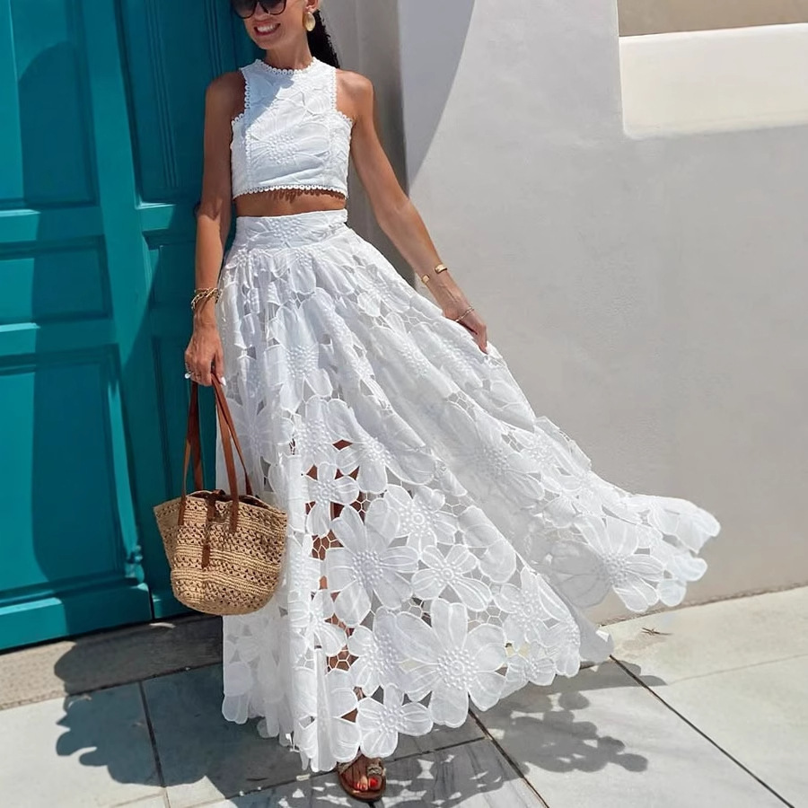 Women's White Floral Lace Embr - Summer Clothing Vacation avis et prix